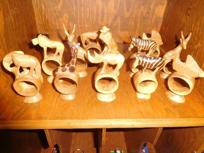 Hand carved teak animals