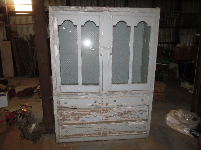 VERY COOL AND LARGE DISTRESSED VINTAGE CABINET.