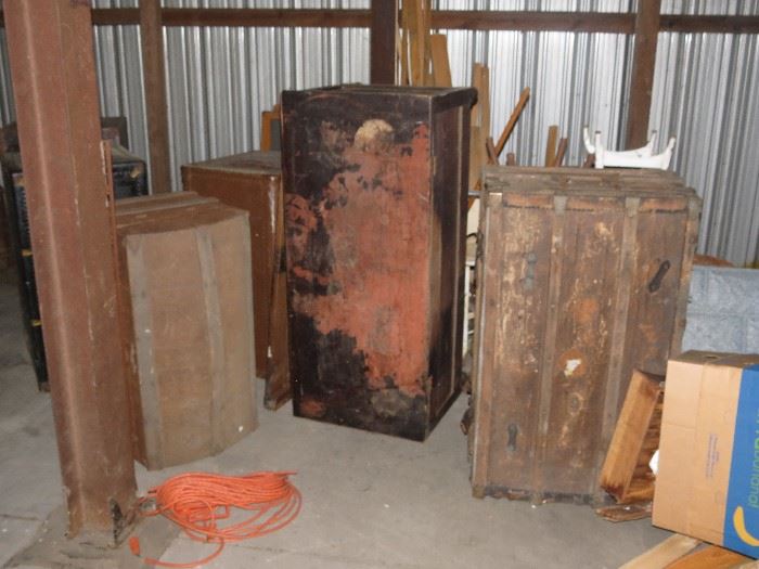 A LOT OF OLD TRUNKS.