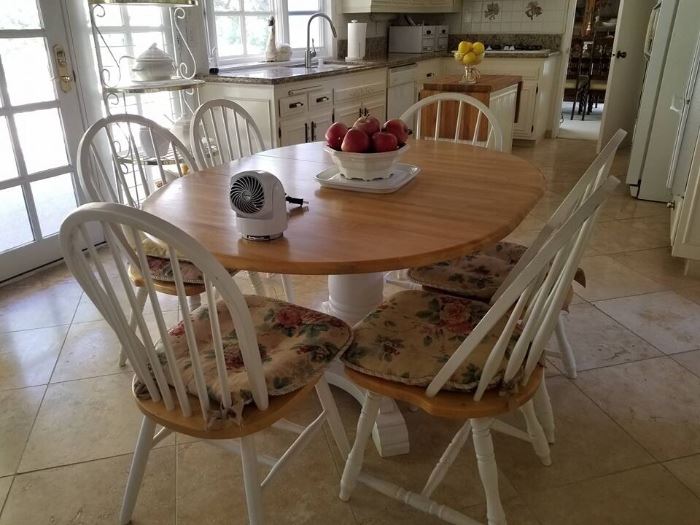 Farm style table with six chairs