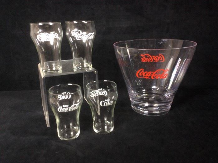 Coke glasses and ice bucket