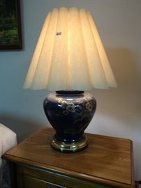 blue lamp with flowered base