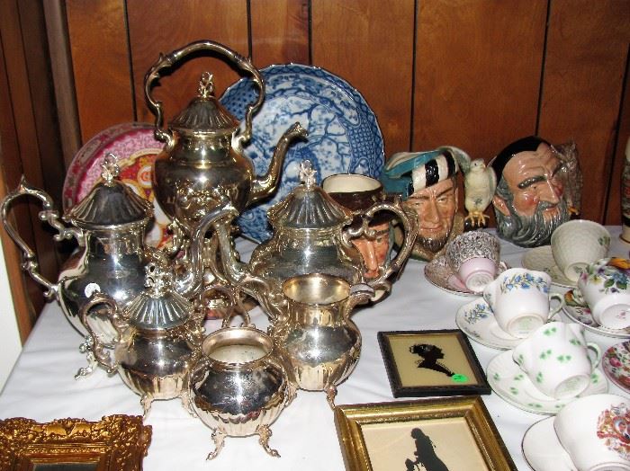 silver PLATED Tea set, Royal Doulton, English bone china 