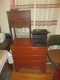 Dresser, sewing stand and typewriter