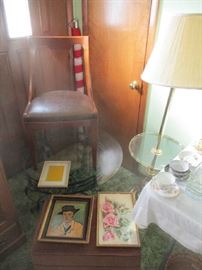 End tables, coffee tables, mid-century modern chair and household