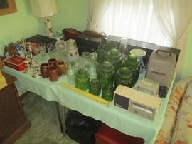 Glassware, antique cameras and household