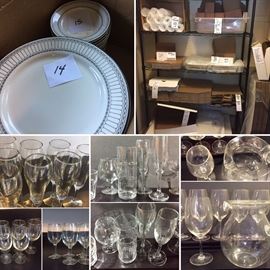 Restaurant Quality plates, glassware, cake, muffin, pie, cookie, hotel 1/2 and full size boxes and more