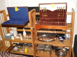 2 sets of gold tone flatware, Lenox, silver-plate, etc.