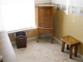 wood bench, jewelry chest, etc.