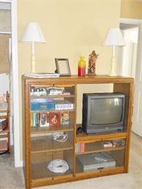 entertainment cabinet, DVD player, games, etc,