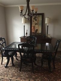 Awesome dining table w/glass inserts
