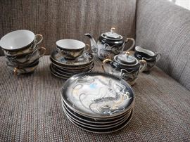 Vintage Hand Painted Dragon Ware Kustina China. Dessert Set