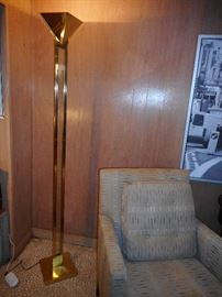 Art Deco Style Gold Tone Torch ere Floor Lamp
