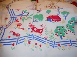 Barn yard Printed Linen Table Cloth