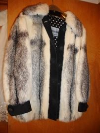 Vintage Fox Fur Jacket with Leather Trim Jacket