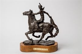 D. MURPHY STAMPEDING WILD HORSES BRONZE SCULPTURE