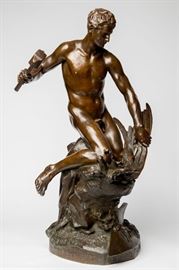 A J.B. BELLOC (1863-1919) BRONZE JE CHANGERAI L'PE EN UN SOC DE CHARRUE SCULPTURE