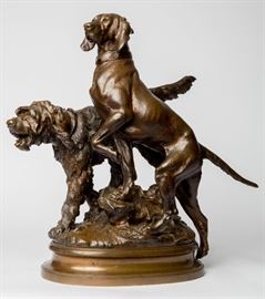 PROSPER LECOURTIER (1851-1924) BRONZE DOGS