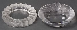 LALIQUE CRYSTAL TETE DE LION AND JAMAIQUE ASHTRAYS