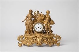 19TH CENTURY FRENCH ROCOCO CLOCK WITH HARVEST SCENE