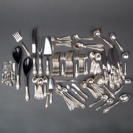 130 PC SET OF TOWLE KING RICHARD STERLING FLATWARE