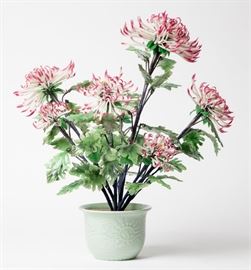 HANDMADE GLASS POTTED SPIDER CHRYSANTHEMUM