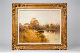 VLADIMIR NASONOV (1962- ) OIL ON CANVAS VILLAGE SCENE