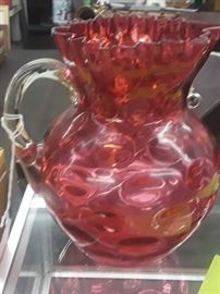 Antique cranberry pitcher