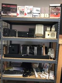 speakers, mostly computer, sound bar and subwoofer. Wii accessories, keyboards and more