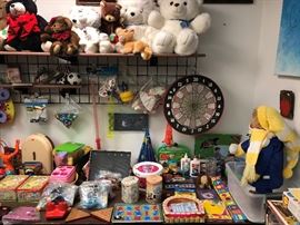 kids toys. lite brite, dart board, stuff for school