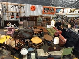 SNEAK PEAK of furniture. More and closer pictures to come tomorrow after properly set up :)  Lots of dining room sets, display cases, couches and more