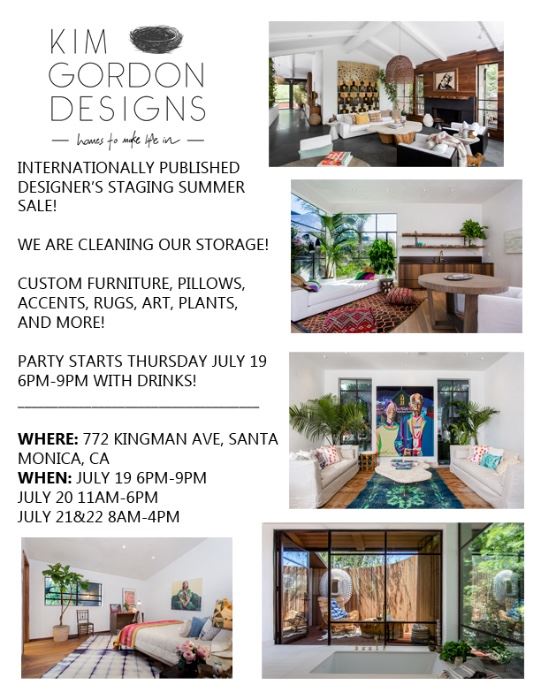 INTERNATIONALLY PUBLISHED DESIGNERS STAGING SUMMER SALE! NEVER BEFORE SEEN INVENTORY! FURNITURE PIECES FROM HOMES FEATURED IN ARCHITECTURAL DIGEST, FORBES, CALIFORNIA HOME AND DESIGN, LA TIMES, AND MORE!