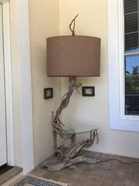 Driftwood Floor Lamp Table