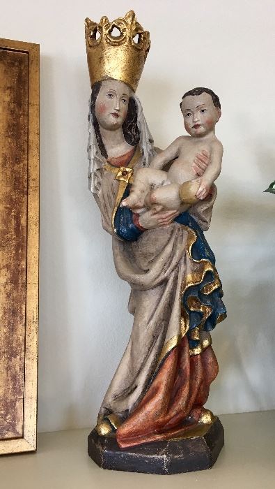 German Hand Carved Madonna and Child