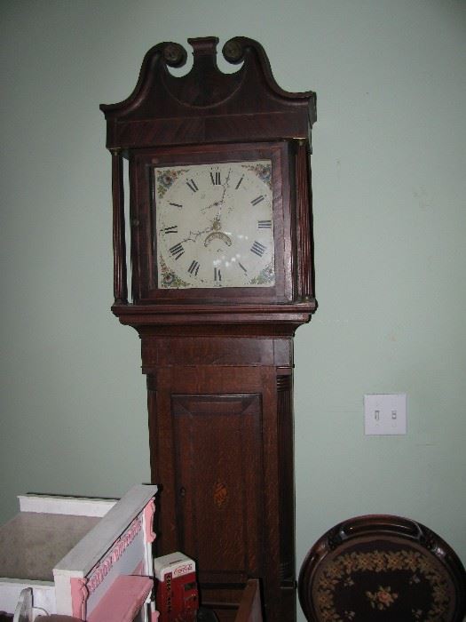 antique 19th century grandfather clock by Pryor, signed 