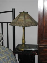 Slag glass antique lamp