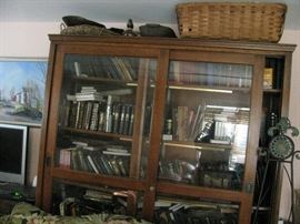 large bookcase , glass doors and interior lights