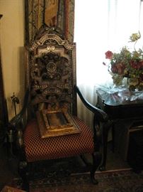 oversized King chair with carved back , awesome