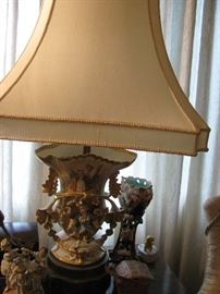 french porcelain lamp with children figures