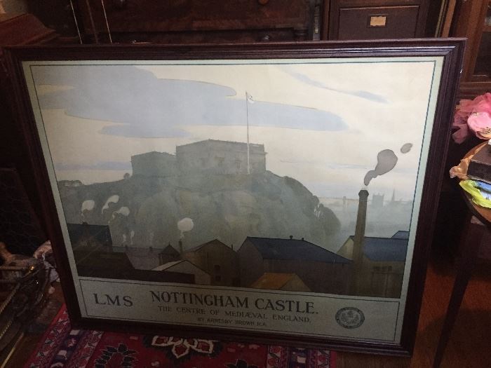 antique oversized poster of Nottingham Castle LMS
