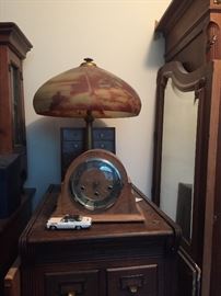 antique reverse painted lamp