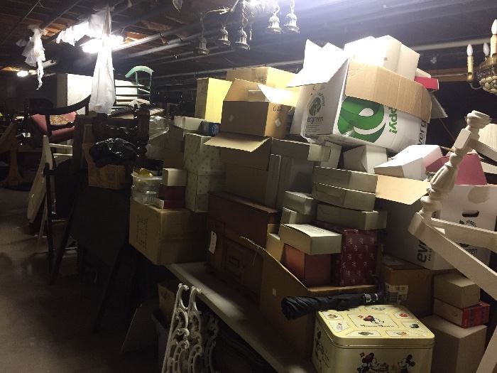 boxes of collectibles