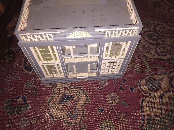 great antique doll house with handle and back door 