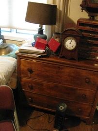great early chest ,clocks and pottery lamps