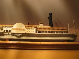 hand built model waterwheel boat
