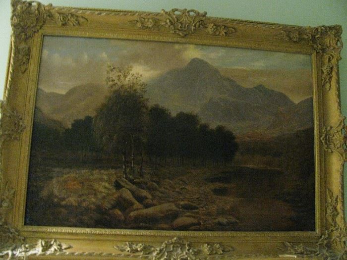 large oil painting on canvas, the west. in old frame