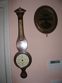antique inlaid barometer working condition