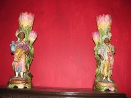 pair of German Majolica vases
