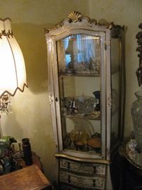 great French style gilded and hand painted small vitrine 