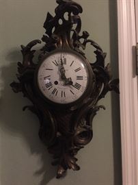 Antique French bronze wall clock works